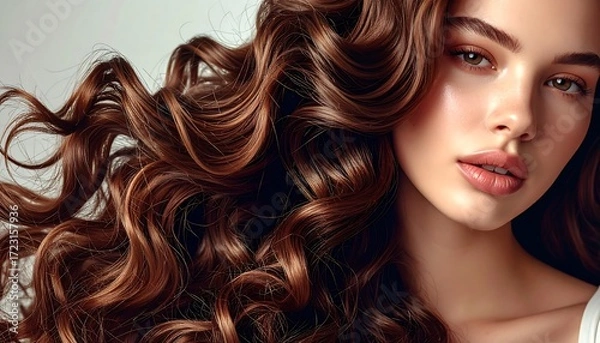 Obraz Close-up of woman with voluminous curls
