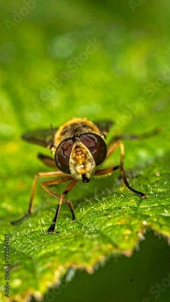Fototapeta Close-up of a hoverfly on a leaf