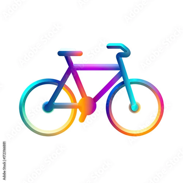 Obraz A vibrant, multicolored bicycle icon with a gradient effect on its frame and wheels, set against a black background