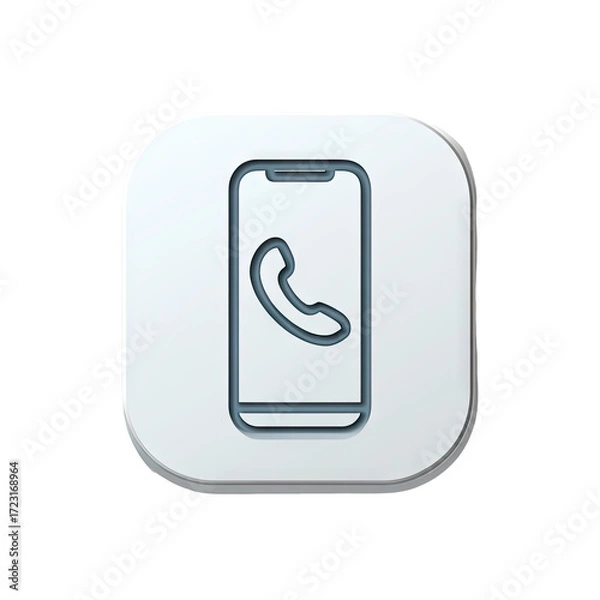 Fototapeta Square, light gray icon; smartphone with phone call symbol