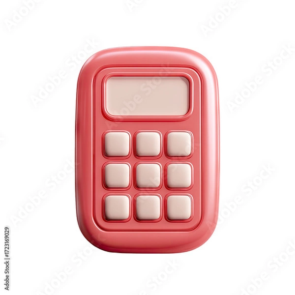 Fototapeta A coral-pink calculator with a light-pink display