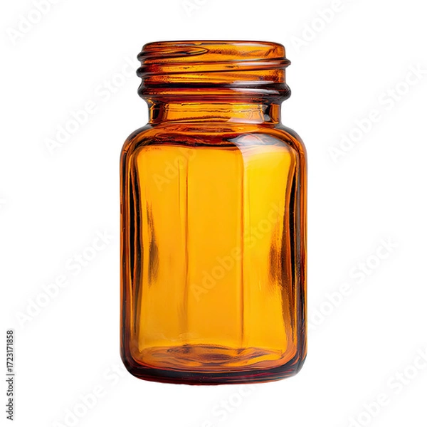 Fototapeta Amber glass bottle with ribbed sides and a screw-on cap