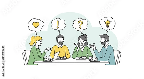 Fototapeta Illustration of a business meeting with diverse ideas vector design