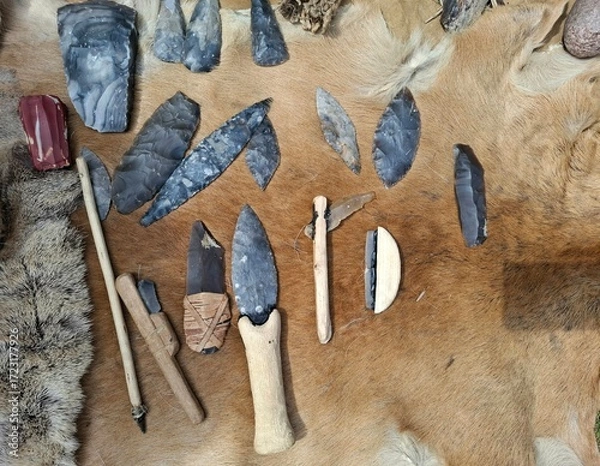 Fototapeta a set of  Snone Age tools