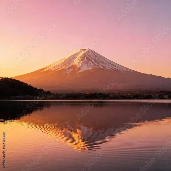 Fototapeta Mount Sunrise Reflection on Lake