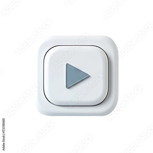 Fototapeta White square button with play icon