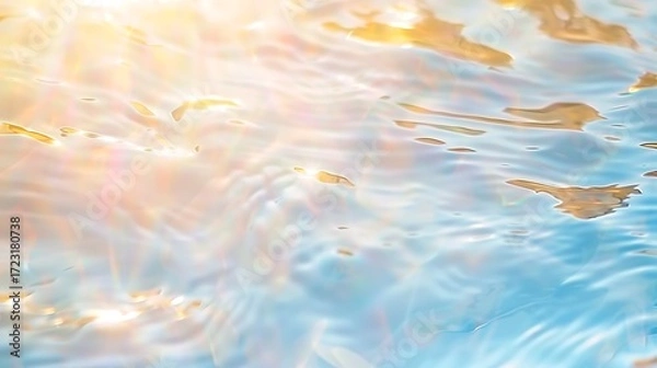 Fototapeta Soft Sunlight Reflections on Calm Water Surface with Gentle Waves and Beautiful Light Patterns in Pastel Tones