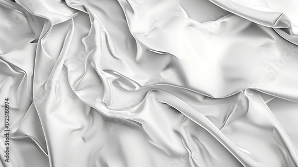 Fototapeta Smooth and Elegant White Silk Fabric Draped in Gentle Waves Creating Soft Textures and Reflections for Backgrounds