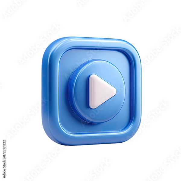 Fototapeta 3D rendered blue play button