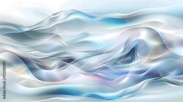 Fototapeta Ethereal Abstract Waves in Soft Blue and White Hues Creating a Dreamy and Serene Background for Creative Use