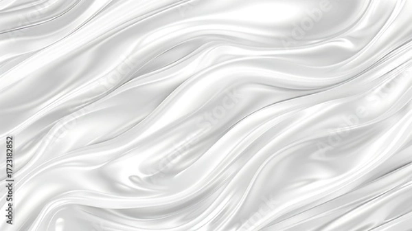 Fototapeta Elegant white silk fabric draped with soft waves and gentle curves creating a smooth and luxurious surface texture