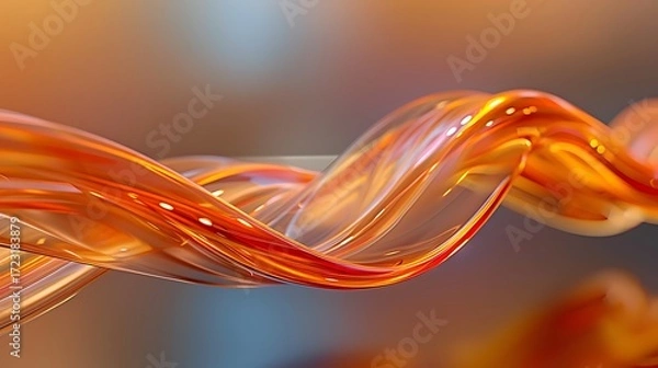 Fototapeta Abstract flowing orange waves with luminous highlights creating a dynamic and vibrant background for modern designs
