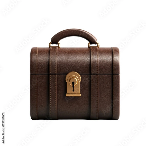 Fototapeta Elegant leather chest with lock for secure storage