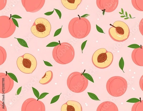Fototapeta Peach pattern on a light pink background