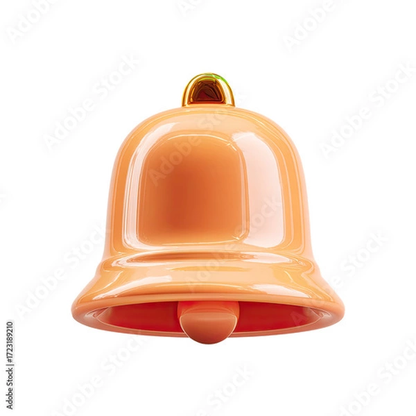 Fototapeta Peach-colored bell, glossy finish, 3D rendered, slight curve, small clapper