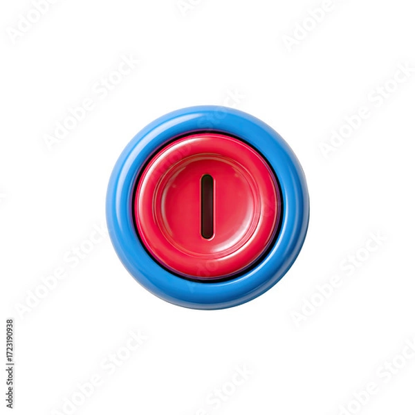 Fototapeta Circular button, vibrant blue and red rings, glossy finish