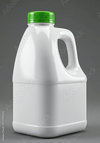 Fototapeta Minimalist white container rendering with green cap on a neutral background showcasing simple