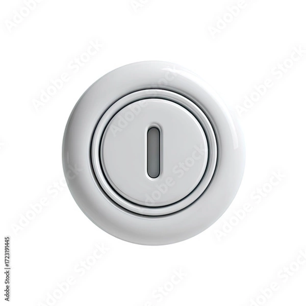 Fototapeta White circular button with a centered vertical line