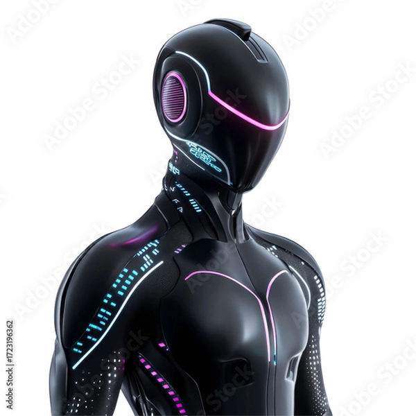 Fototapeta Futuristic robotic design with neon accents