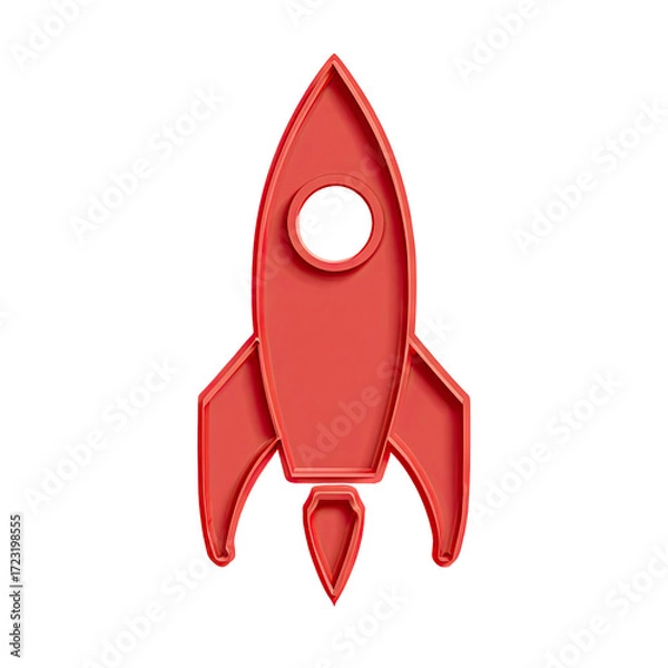 Obraz Red rocket icon, simple, cartoon style