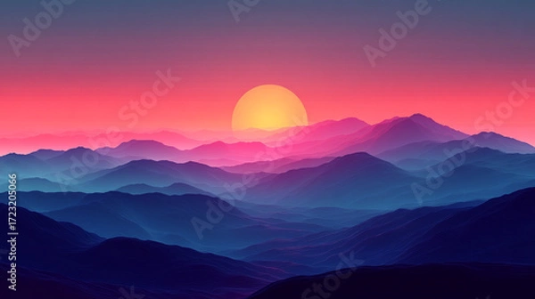 Obraz Colorful mountain sunset vista