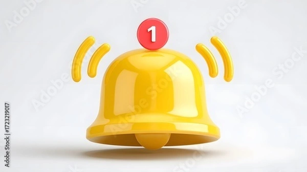 Fototapeta Yellow notification bell with red alert badge