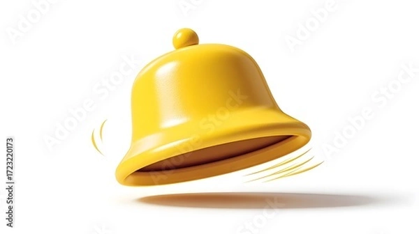 Fototapeta Bright yellow notification bell icon floating and ringing