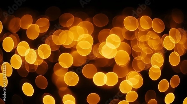 Fototapeta Warm glowing bokeh Christmas lights background photographed on DSLR, 50mm lens, shallow depth of field focusing on soft circular lights