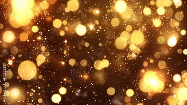 Fototapeta Sparkling golden wave across dark backdrop captured with full frame camera, 70mm lens, crisp glow detail and radiance