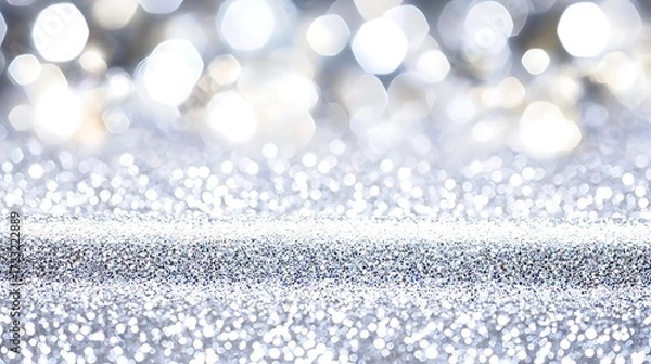 Fototapeta Bright silver glitter field shot on full frame camera, 70mm lens, mid aperture for crisp central strip and smooth edges with ambient light