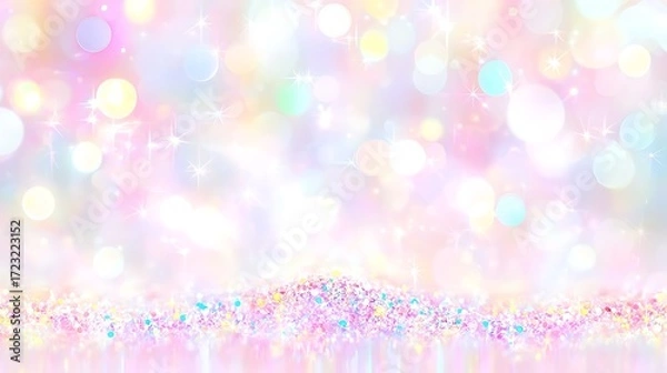 Fototapeta Bright glitter field glowing softly captured on medium format camera, 120mm macro lens, tight focus on sparkle ridge with creamy bokeh