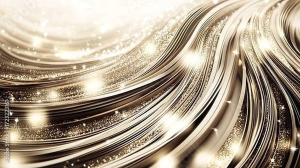 Fototapeta Golden wave with holiday sparkle captured on DSLR, 85mm lens, close focus highlighting glowing details