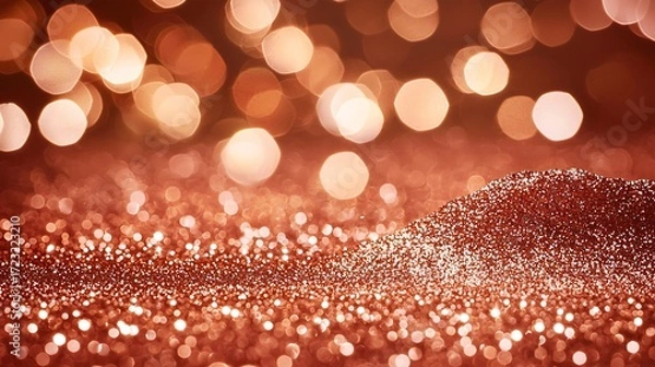 Fototapeta Bright glitter field glowing softly captured on medium format camera, 120mm macro lens, tight focus on sparkle ridge with creamy bokeh