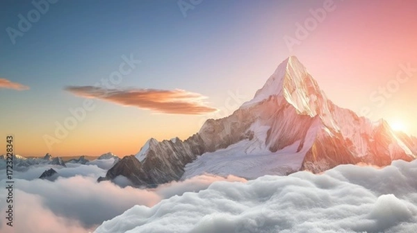 Fototapeta breathtaking view from the top of a mountain, showing an endless sea of jagged peaks