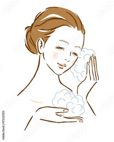 Obraz 女性　泡　洗顔フォーム　保湿