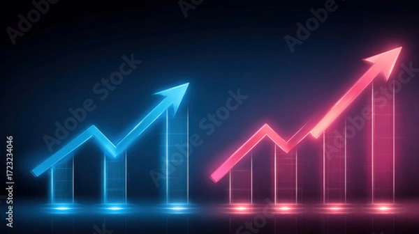 Fototapeta Glowing line graphs showing financial business growth concept