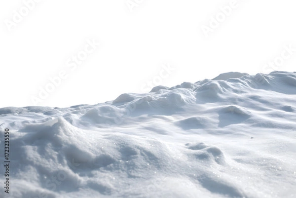 Fototapeta Freshly fallen snow with textures and shapes isolated on white background