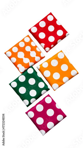 Fototapeta Vibrant Orange Polka Dot Coasters with Transparent Background, Modern Graphic Design Element