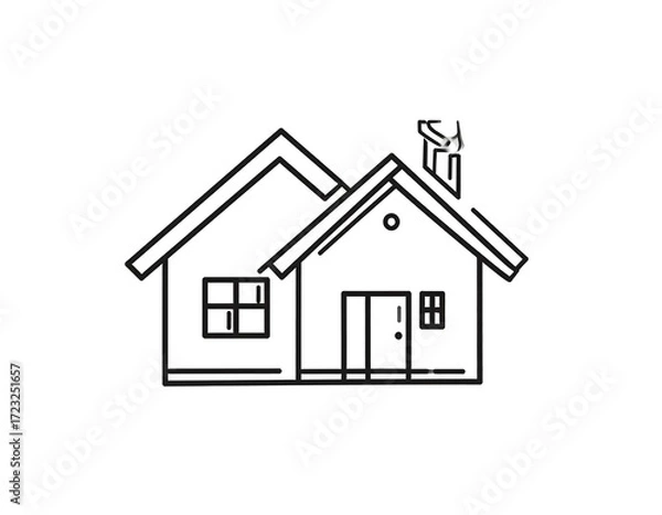 Fototapeta Simple line drawing of a house (1)