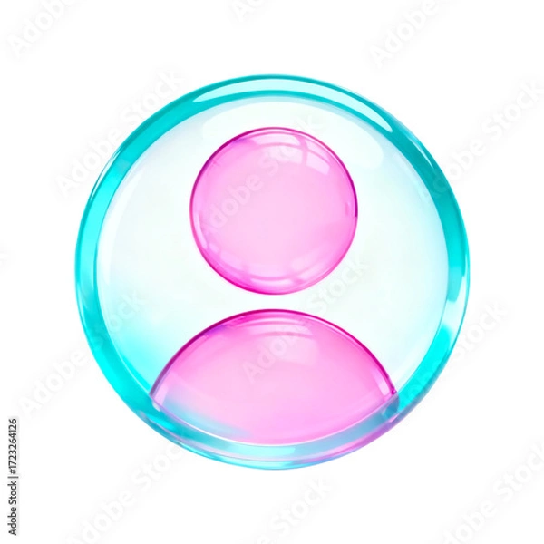 Obraz Neon Glass Avatar Icon – Isolated PNG User Symbol