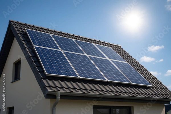 Obraz Panneau solaire sur toit de maison moderne