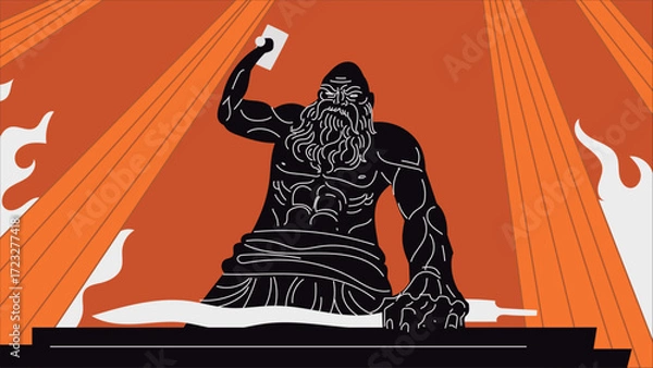 Fototapeta hephaestus in the forge with hammer