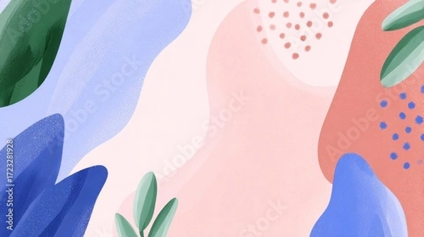 Fototapeta Vibrant abstract nature, colorful background with lush plants and tropical leaves for design inspiration.
