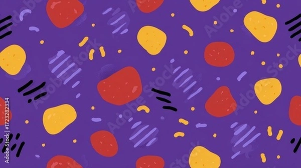 Fototapeta Vibrant purple abstract background with colorful geometric shapes, a modern and creative design.