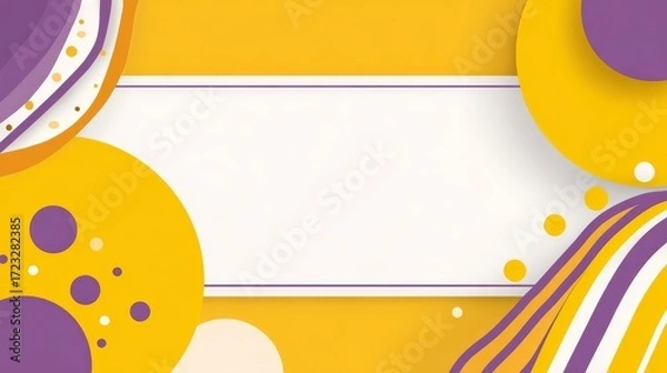Fototapeta Vibrant purple and yellow abstract background with dynamic circles swirls for modern design.