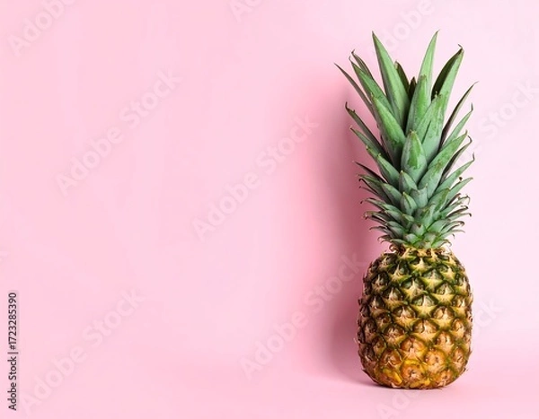Fototapeta Single pineapple on pink background