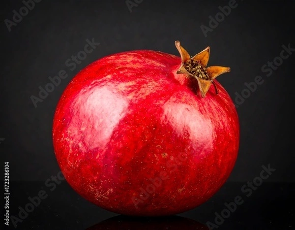Fototapeta Single pomegranate on black background