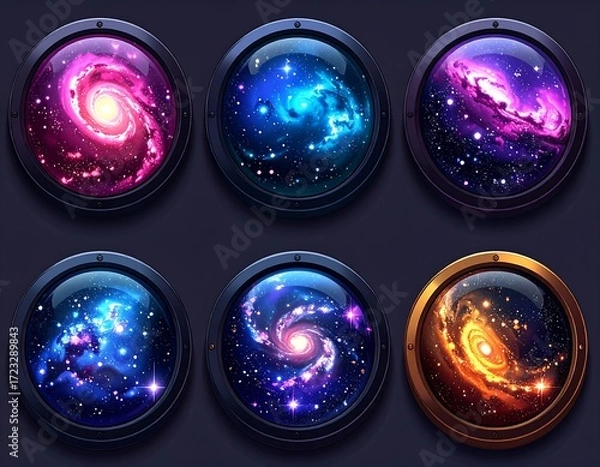 Fototapeta Six circular space icons