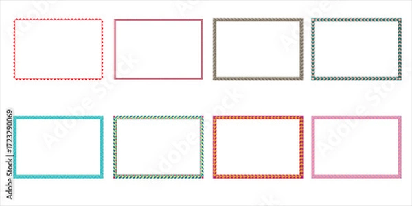 Fototapeta Simple Rectangle Vector Frame Collection with Colorful Dotted and Solid Borders for Web and Graphic Design
