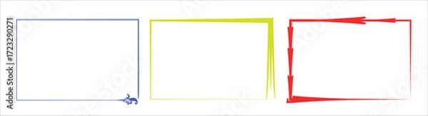Fototapeta Simple Vector Frame Collection with Colorful Rectangle Borders and Arrow Details for Web and Graphic Design
